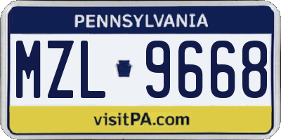 PA license plate MZL9668