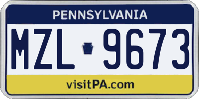 PA license plate MZL9673