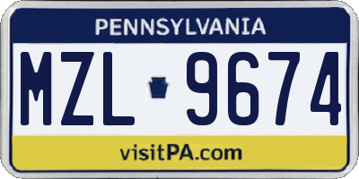 PA license plate MZL9674