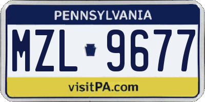 PA license plate MZL9677