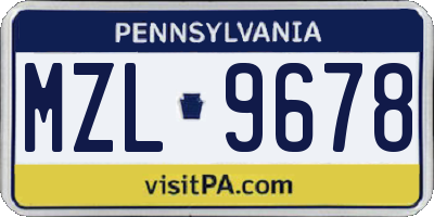 PA license plate MZL9678