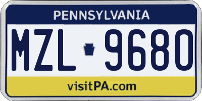 PA license plate MZL9680