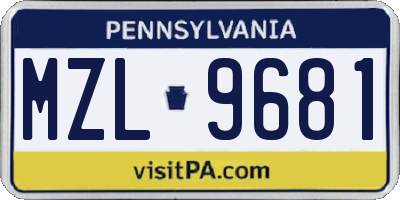 PA license plate MZL9681