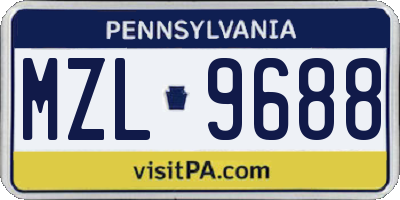 PA license plate MZL9688