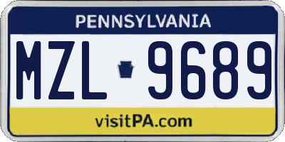 PA license plate MZL9689