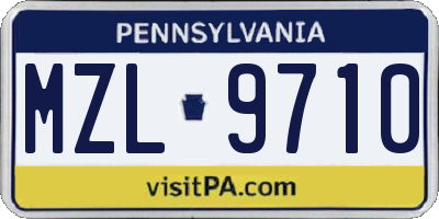 PA license plate MZL9710