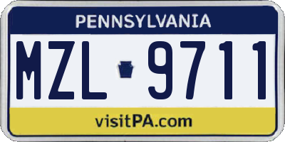 PA license plate MZL9711