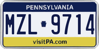 PA license plate MZL9714