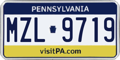 PA license plate MZL9719