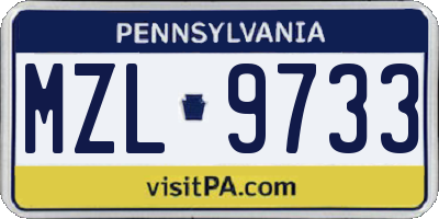 PA license plate MZL9733