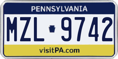 PA license plate MZL9742