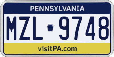 PA license plate MZL9748