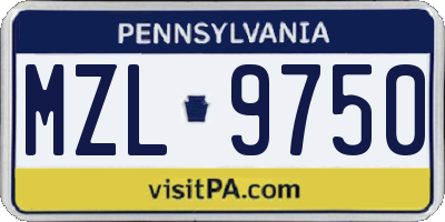 PA license plate MZL9750