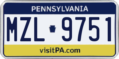 PA license plate MZL9751