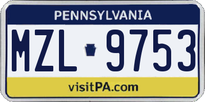 PA license plate MZL9753