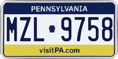 PA license plate MZL9758