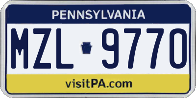 PA license plate MZL9770
