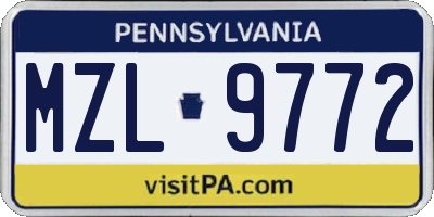 PA license plate MZL9772