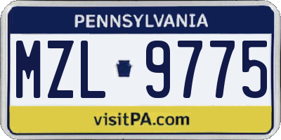 PA license plate MZL9775