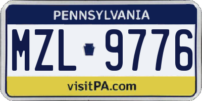PA license plate MZL9776