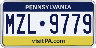PA license plate MZL9779