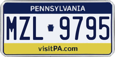 PA license plate MZL9795