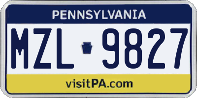 PA license plate MZL9827