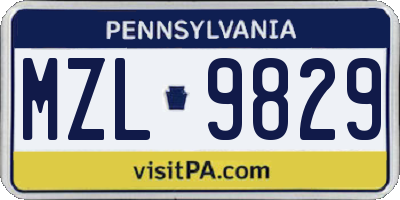 PA license plate MZL9829