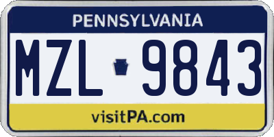 PA license plate MZL9843