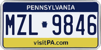 PA license plate MZL9846