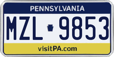 PA license plate MZL9853