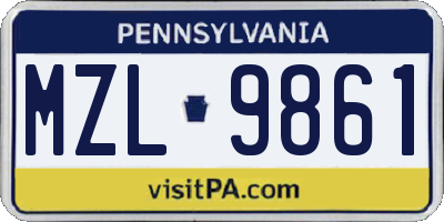PA license plate MZL9861