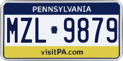 PA license plate MZL9879