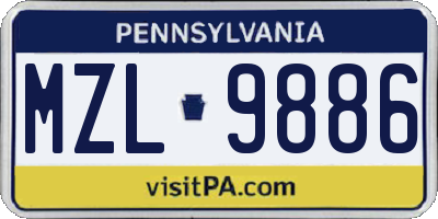 PA license plate MZL9886