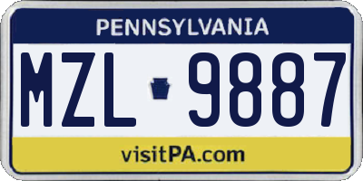 PA license plate MZL9887