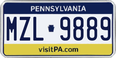 PA license plate MZL9889
