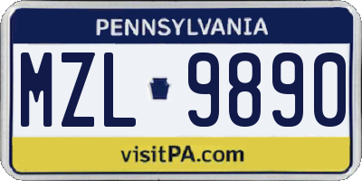 PA license plate MZL9890