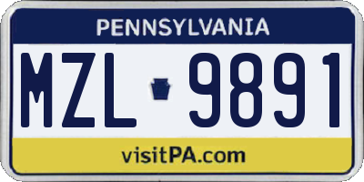 PA license plate MZL9891