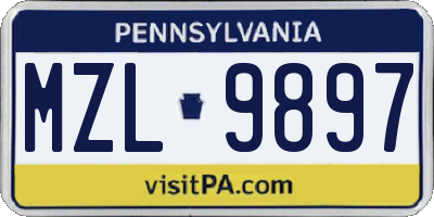 PA license plate MZL9897