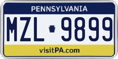 PA license plate MZL9899