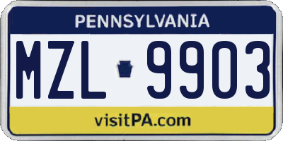 PA license plate MZL9903