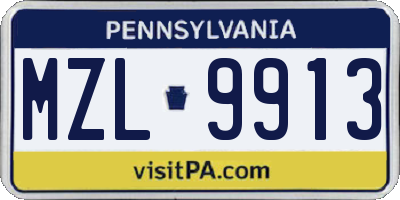 PA license plate MZL9913