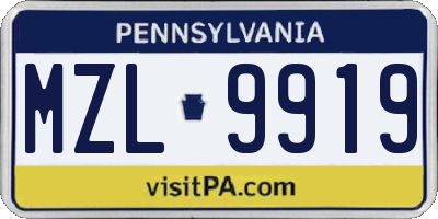 PA license plate MZL9919