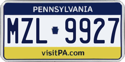 PA license plate MZL9927