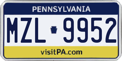 PA license plate MZL9952