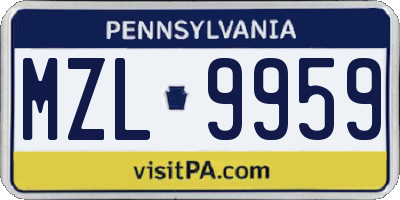 PA license plate MZL9959