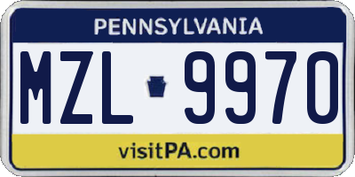 PA license plate MZL9970