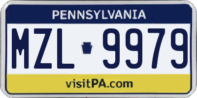 PA license plate MZL9979