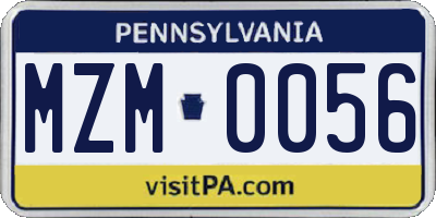 PA license plate MZM0056