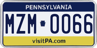 PA license plate MZM0066